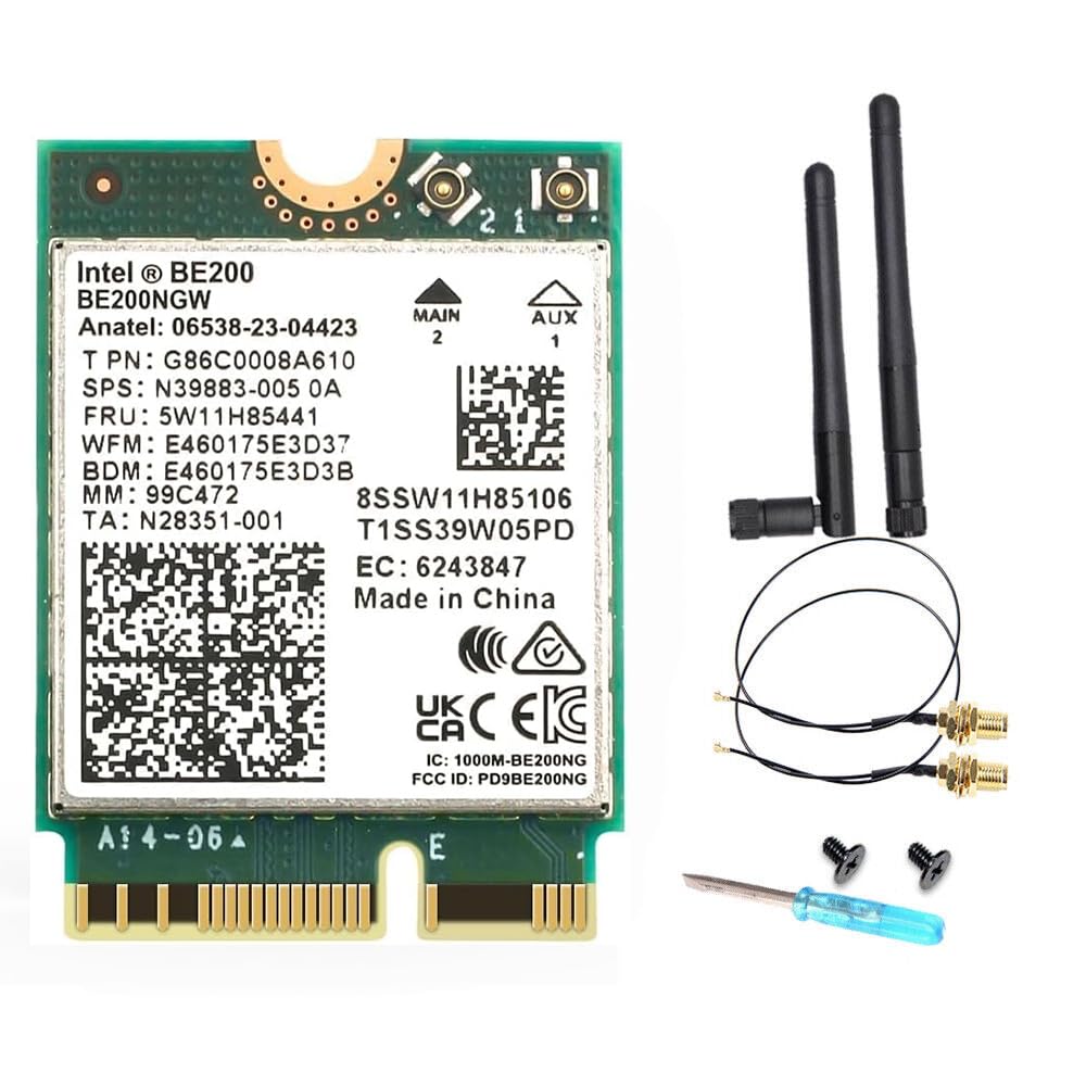 Tarjeta de red WiFi 7 BE200 M.2 Key E, 9.3 Gbps, 2.4G/5G/6GHz, Bluetooth 5.4, compatible con Windows 10/11