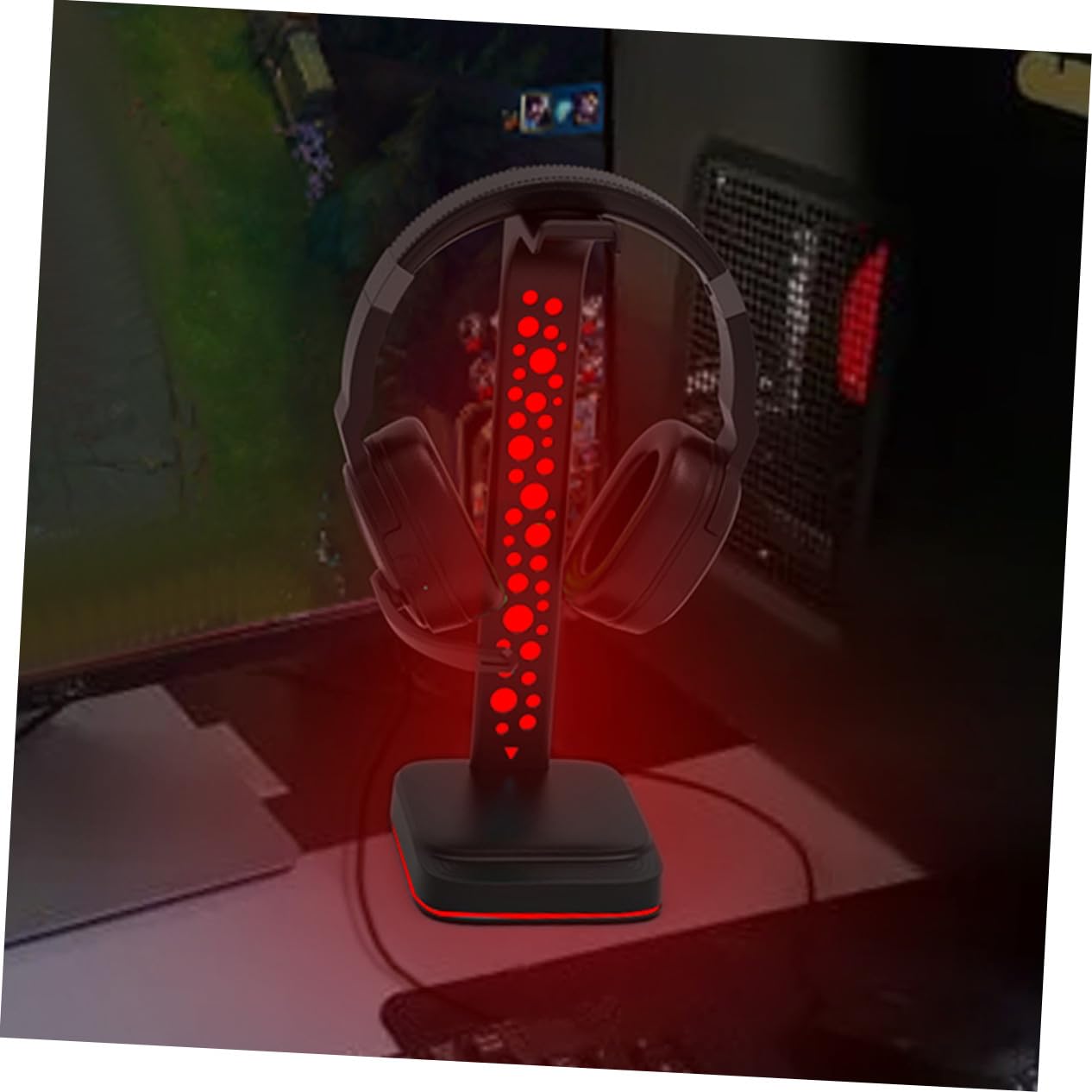Homoyoyo Soporte para Auriculares para Escritorio Negro Luz Ajustable RGB y Puerto USB Doble Adecuado para Gaming PC y Organización de Auriculares