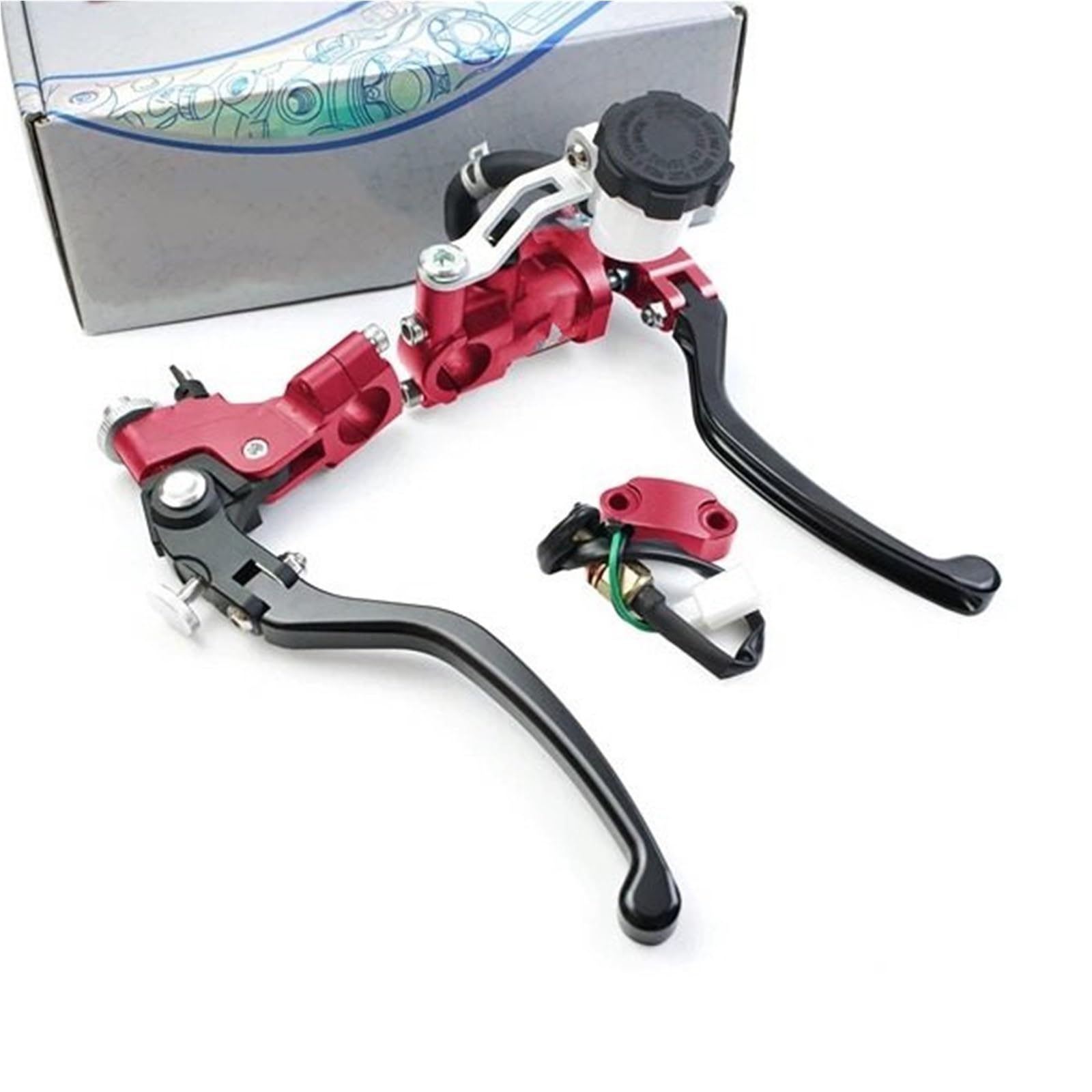 PMAGSYQ Forward Brake Pump Brake Pump Hydraulic Brake Pump Clutch Motorcycle Master Cylinder Cable Line 7/8" 22 Fit for Yamaha(Red Pair 17.5RCS)