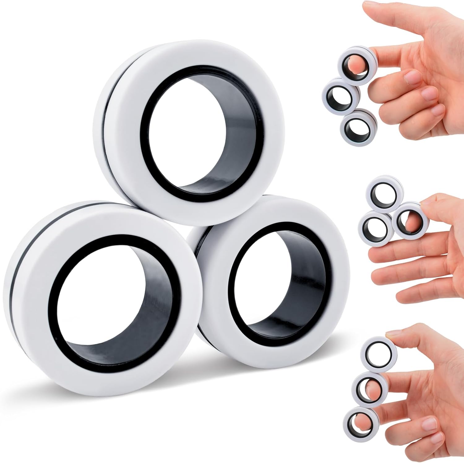 Cevioce Easter Basket Stuffers,3 PCS Magnetic Rings Fidget Toys Set for Adults Boys Teens,ADHD Anxiety Fidget Spinner Magnetic Ring Stress Relief Toy Kids Birthdays Gifts for 8 9 10 11 12+ Year Old