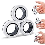 Cevioce 3 PCS Magnetic Ring Fidget Toys Set,ADHD Anxiety Magnetic Finger Spinner Pack for Teens Adults and Kids,Coolest Magnet Stress Relief Toy for 8+ Year Old Boys Girls Present