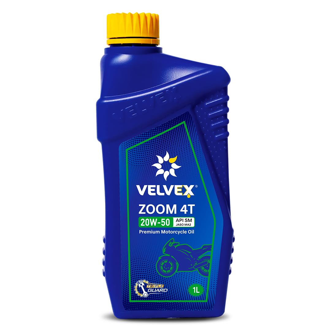 Velvex Zoom 4T 20W-50 Premium Motorcycle Oil (1000 ML)| Triple Guard Protection for Bikes | Smoother Engine Operation | API SM/JASO MA2-picture-18