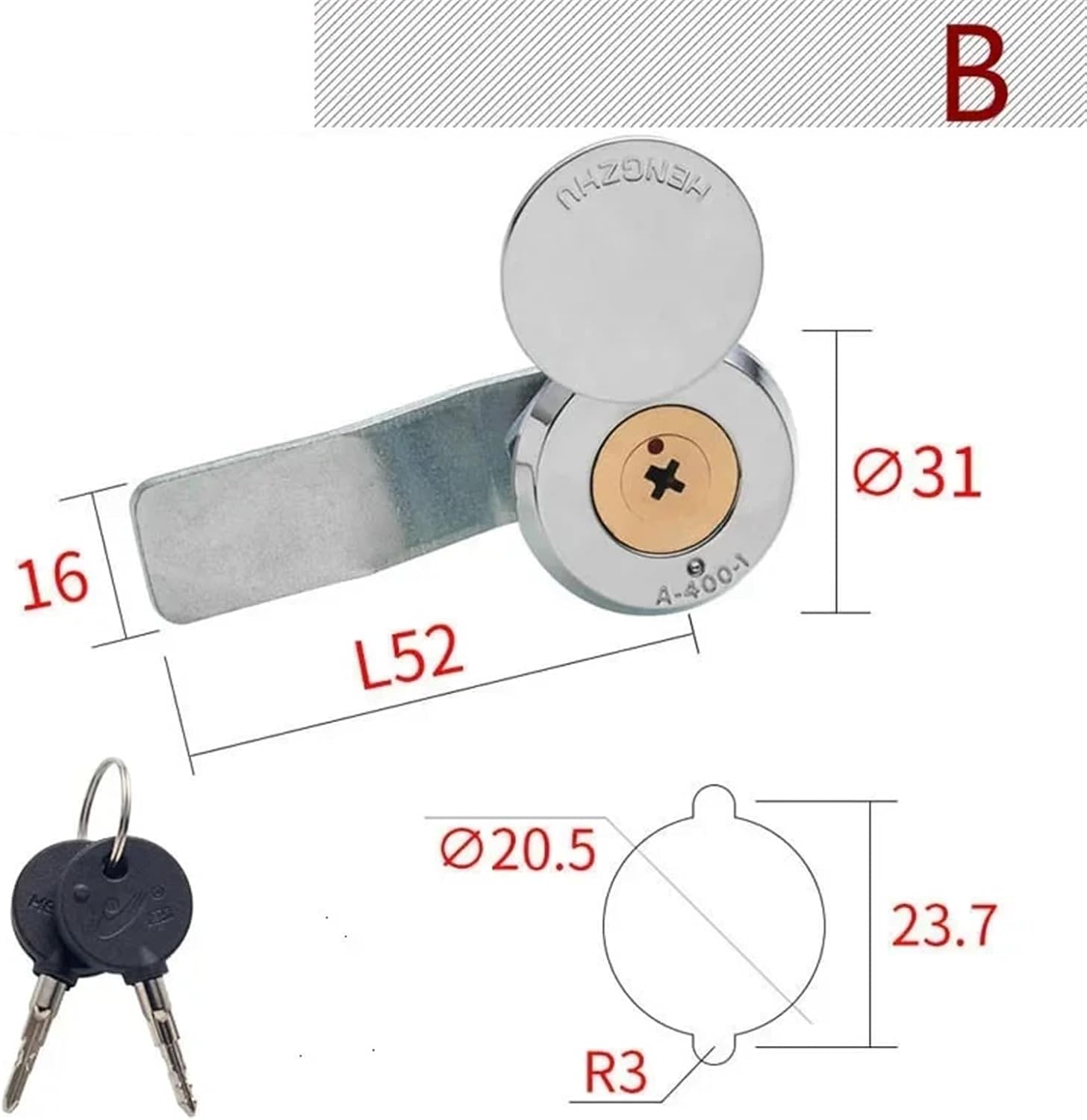 Cabinet Cam Lock with Cap 2 Tubular Cross Keys for Outside Box Door Mailbox Industrial Hardware Rarelock LK1002 1Pcs(B)