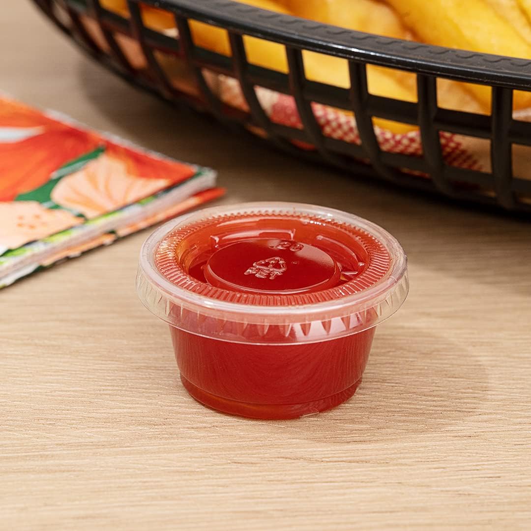 Restaurantware RW Base 0.8 Ounce Sauce Cups 2000 Microwave-Safe Condiment Cups - Crack-Resistant Disposable Black Plastic Portion Cups For Samples Sauces Or Toppings Lids Sold Separately