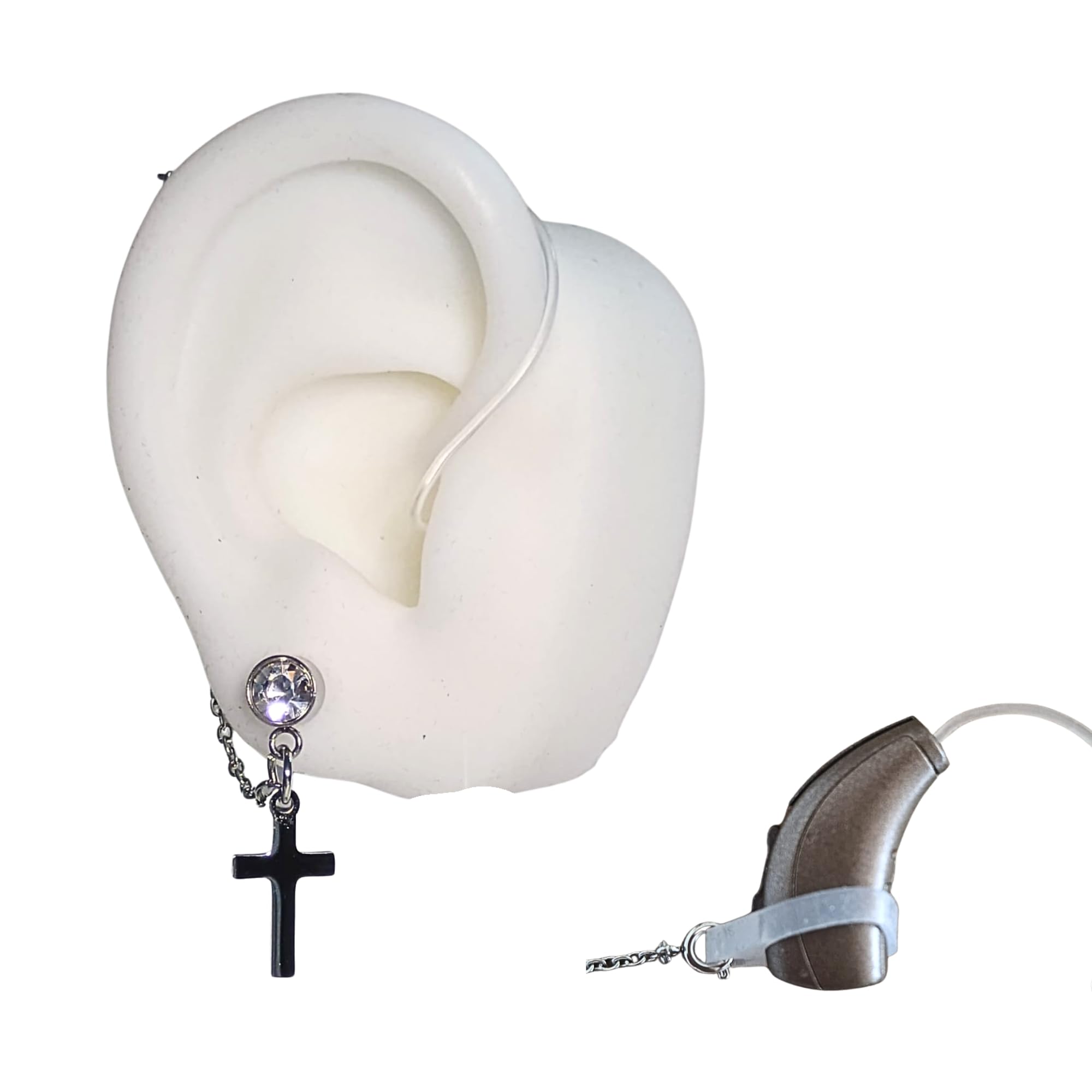 Boucle d'oreille anti-perte pour surdité | Chaîne de rétention pour soutenir les appareils auditifs sourds | Empêche les chutes et les pertes d'amplificateurs, sonotons ou implants cochléaires.