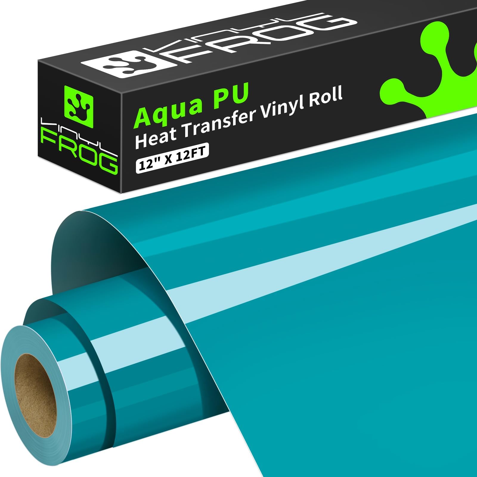 VINYL FROG Teal Heat Transfer Vinyl Roll 12" x12ft Aqua HTV Iron On Vinyl for T-Shirts Garments Bags and Other Fabrics