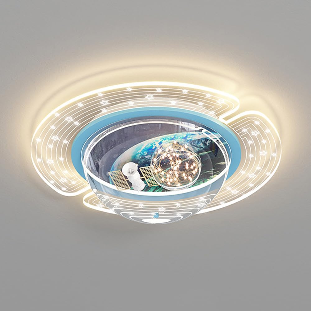 Plafonnier encastré LED bleu avec astronaute et fusée spatiale