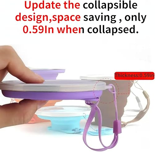 Miniatura 4 de Paquete de 4 tazas de viaje de 9.1 fl oz/9 oz de acero inoxidable de silicona retráctiles plegables tazas de café plegables telescópicas tazas de