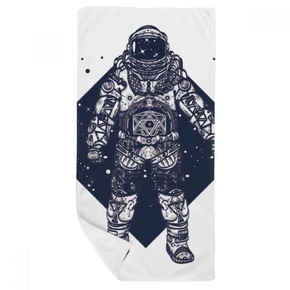 Serviette de bain astronaute univers 35x70cm en tissu doux multicolore