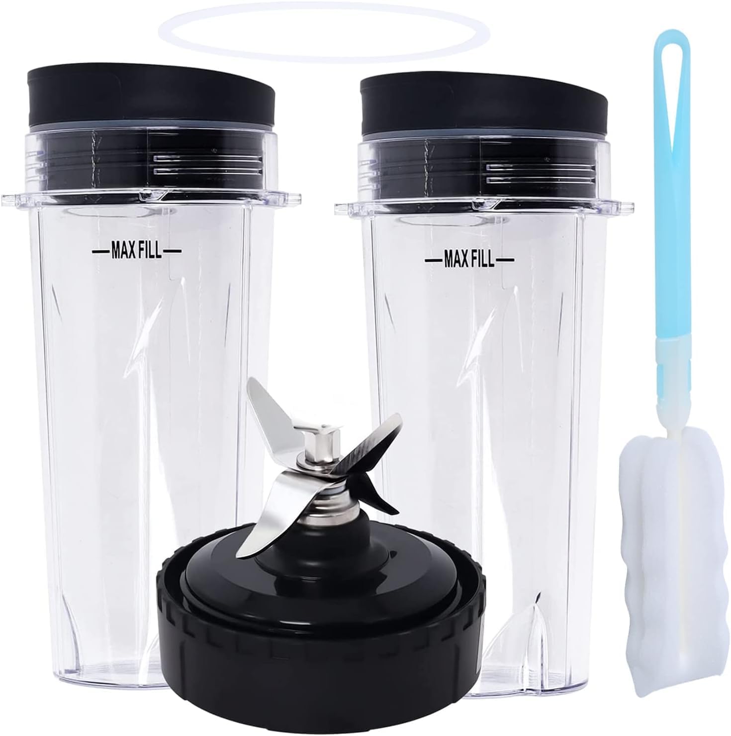 SS150 Blender Blade + 24oz cups Replacement, Only Compatible with Nutri Ninja Foodi Power Blender SS151/SS300/SS350/SS351/SS351TGT/ CO351B/ SS100/ SS101/SS101C/ CO101B (16oz cups and blade)