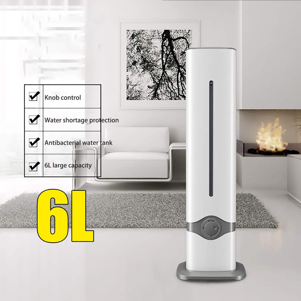 Humidificador doméstico silencioso, Ideal para dormitorios Grandes, Mujeres Embarazadas y bebés. De Gran Capacidad, de Suelo a Techo, con función de llenado de Agua, para ofic,Black-6L