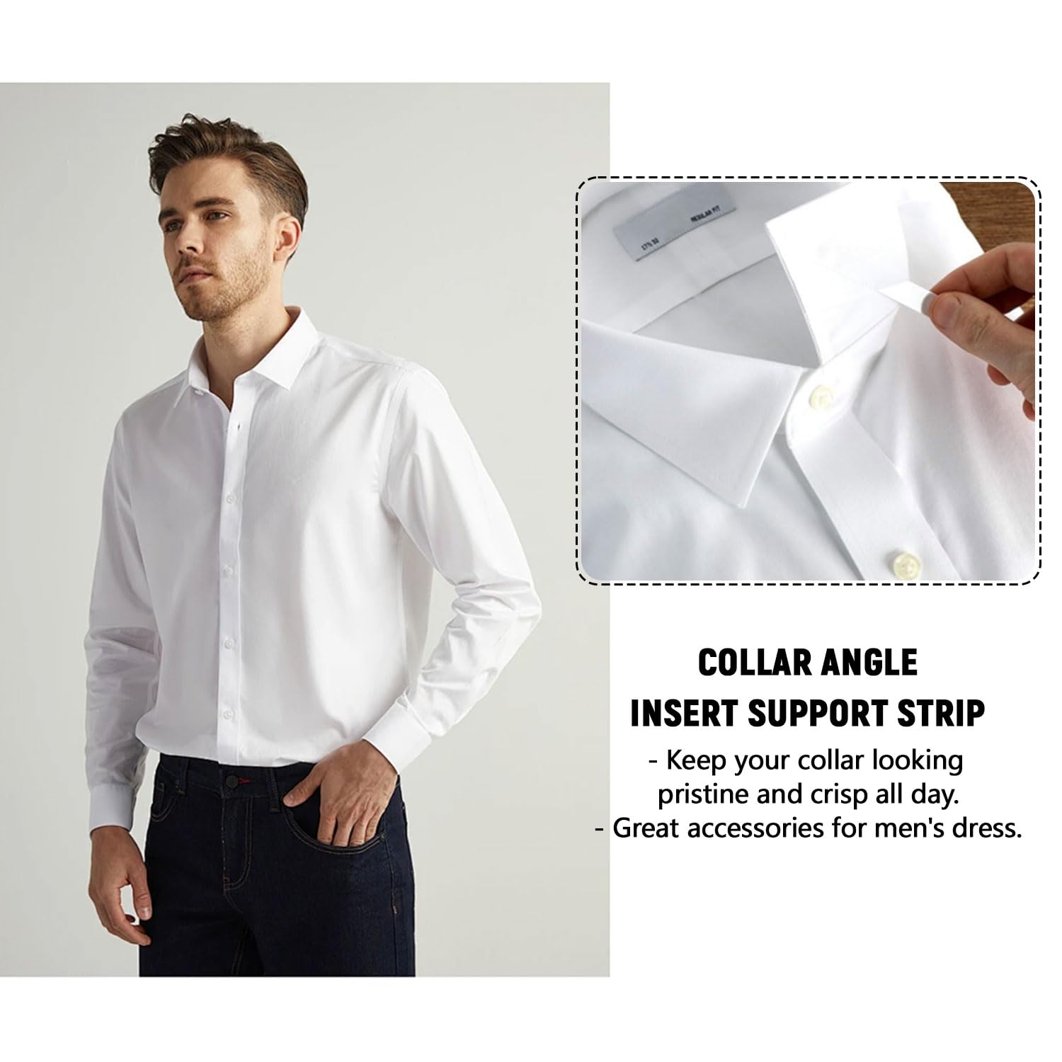 50 Varillas Reforzadas para Cuello de Camisa Masculina, Refuerzo de Huesos de Cuello Blanco, Cuello de Camisa para Hombre, Ballenas Camisas, 5 tamaños, Accesorios De Ropa De Camisa