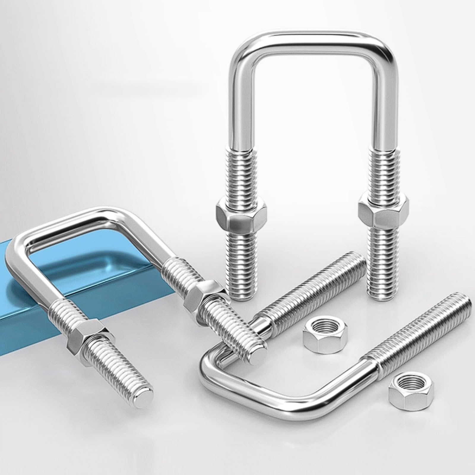 Metalowa śruba okrągła w kształcie litery U, 304 Stainless Steel M8 Square Pipe U-Bolts Pack Of 4 Multiple Sizes(M8*60 * 130 (4 pcs))