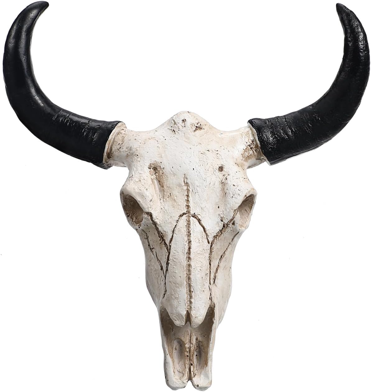 NOLITOY Cow Horn Skull Wall Decor: Small Resin Bull Horns Animal Wall Art Mount Sculpture for Home Office Hotel Western Decoration