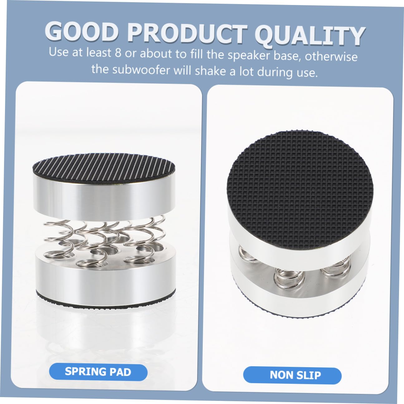 Piedini a Molla per Altoparlanti Hifi 4 Pezzi in Lega di Alluminio Base in Gomma Antiscivolo e Stabilità per Smart Speaker da Desktop e Casa