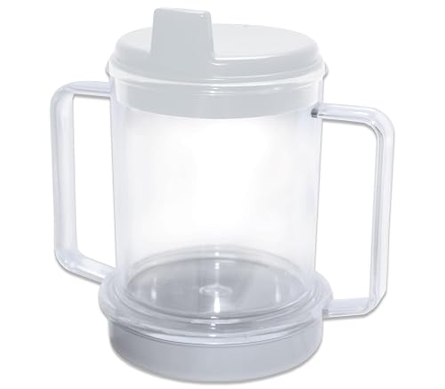 Rehabilitation Advantage Clear Spouted Cup with Two Handles, Weighted