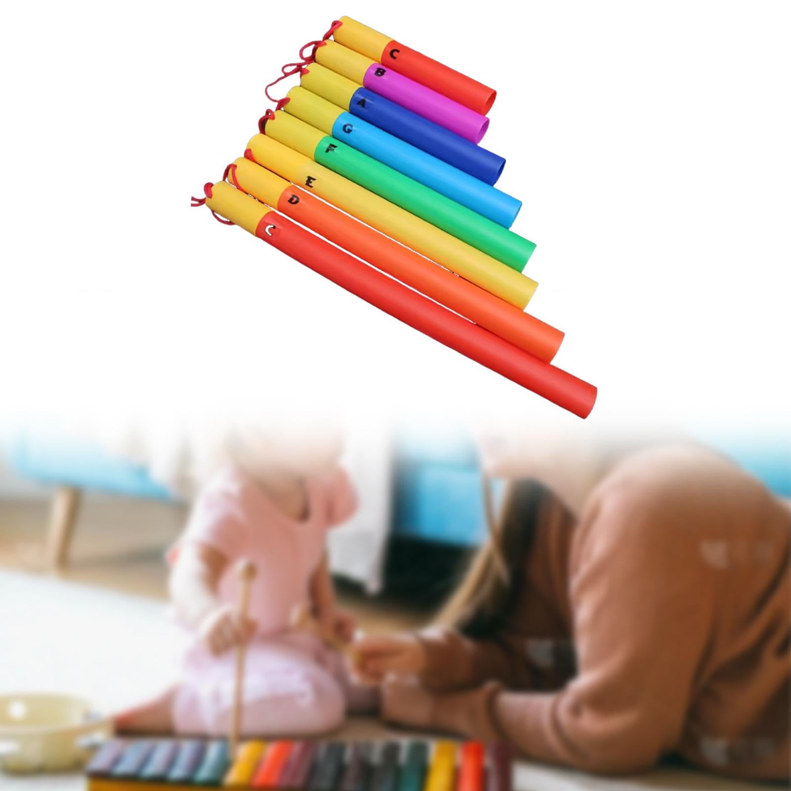 Generic Tubos Musicales Pack de 8 Tubos Diatónicos Instrumentos Musicales Educativos Juguetes de Percusión Infantiles Material Seguro Adecuados para a, con Cuerda