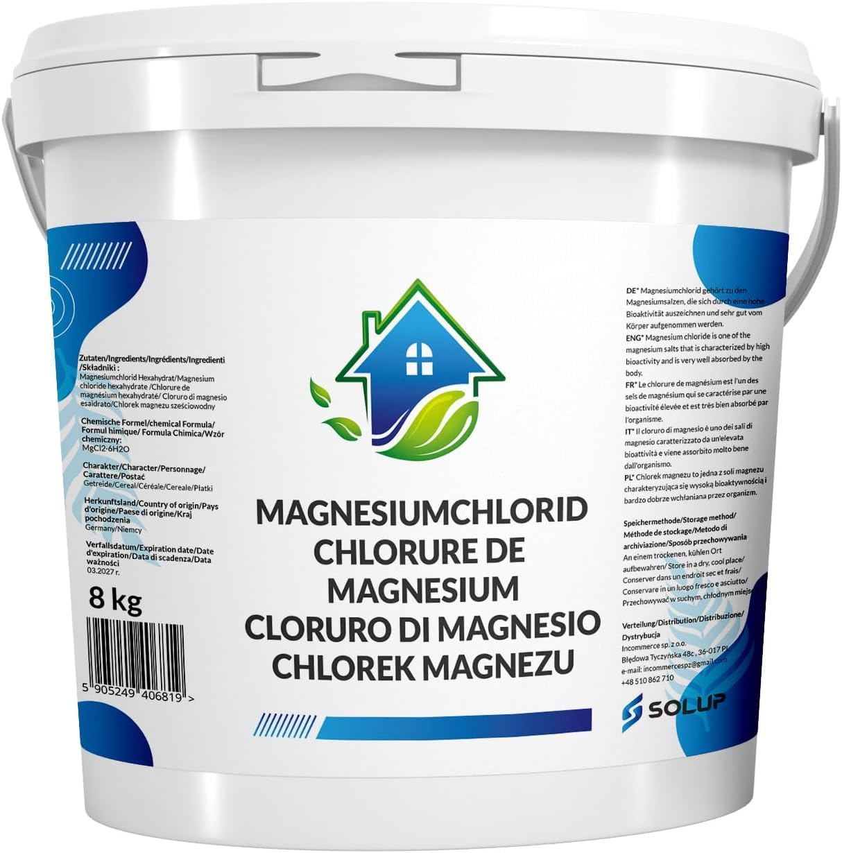 Chlorure de Magnésium Flakes I Cristaux de Magnésium pour Spa I Sel de Bain Relaxant Hexahydraté I Sels de Bain Naturels (8 Kg)