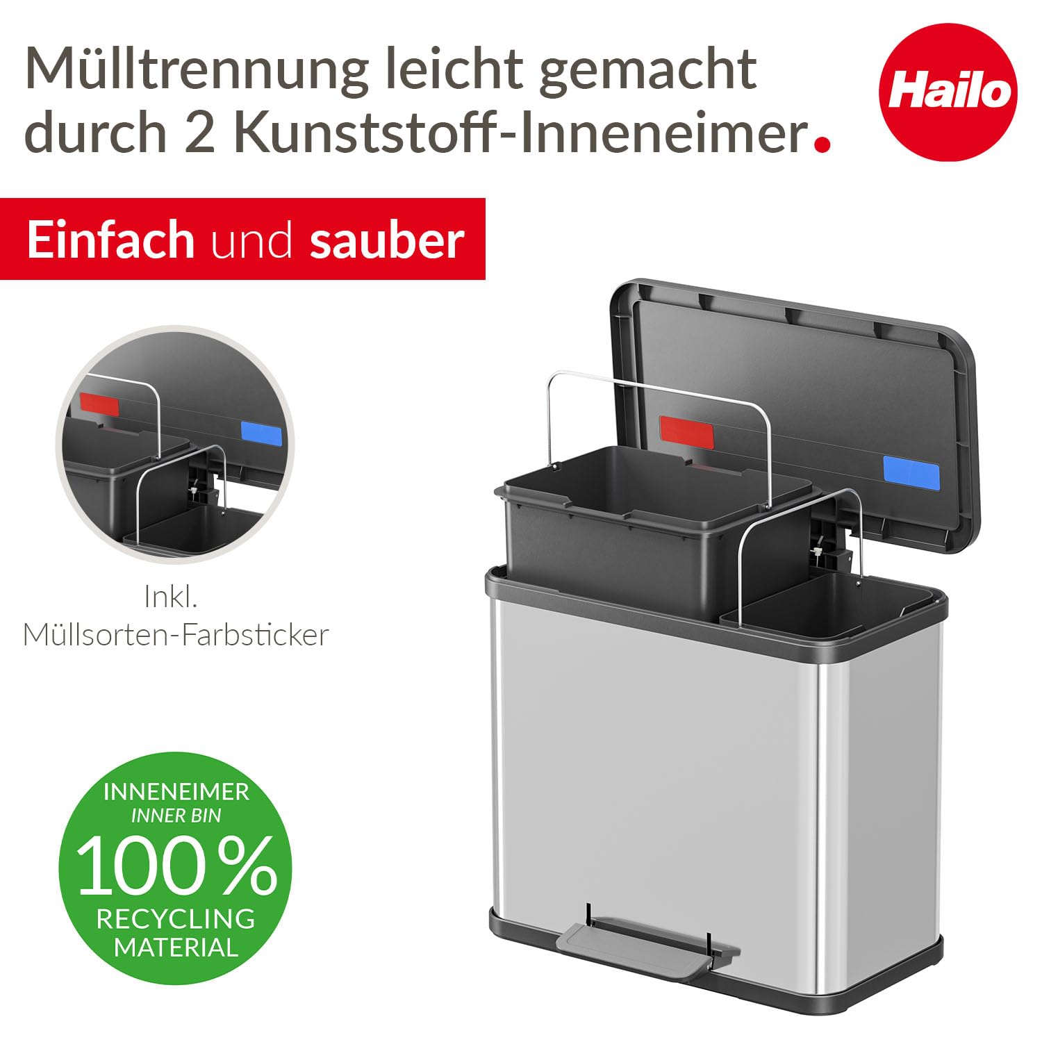 Amazon｜Hailo(ハイロ) ペダル式 ゴミ箱 ふた付き おしゃれ