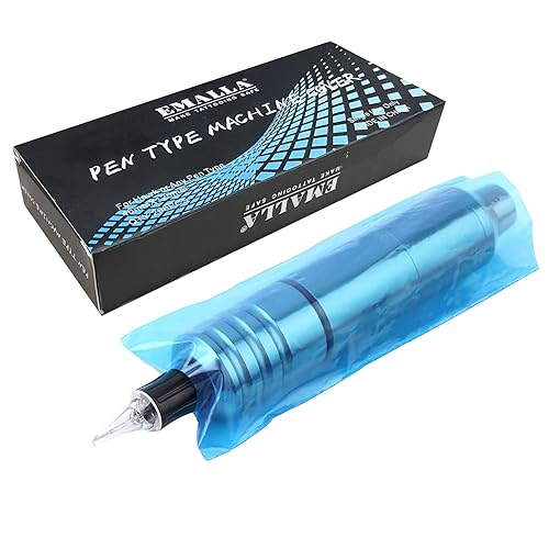 Sotica 200pcs cubiertas azules de la pluma del tatuaje, mangas plásticas desechables para bolígrafos estándar de la máquina