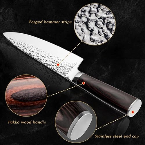 Miniatura 5 de Juego de cuchillos de damasco de 6 piezas de calidad premium, hoja afilada de acero inoxidable de alto carbono, mango de madera, uso diario en el