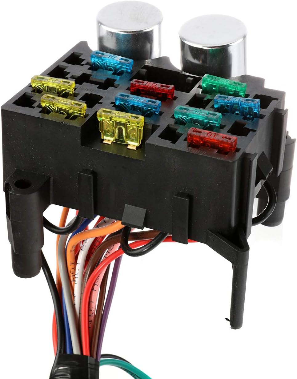 Partol 12 Circuit Wiring Harness Kit Hot Rod Universal Long Wires Wiring Harness Muscle Car Hotrod Street Rod w/Detailed Instructions : Automotive