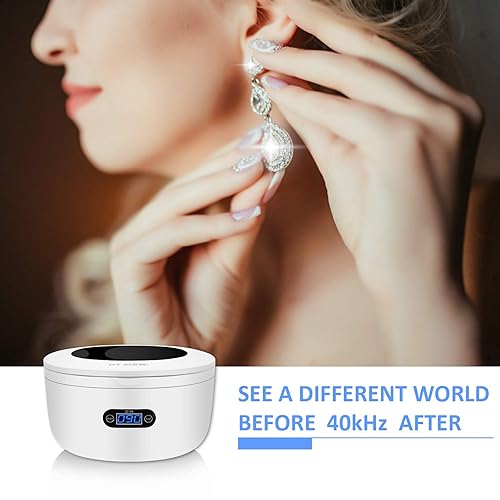 Miniatura 5 de GT SONIC Limpiador ultrasónico de joyas  Limpiador de plata para anillos de joyería, gafas, relojes, monedas, herramientas, maquinillas de afeitar,