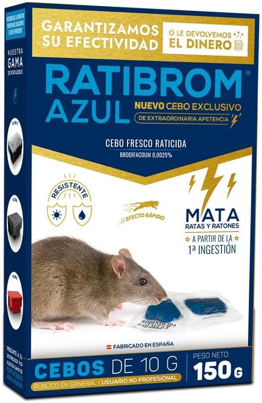 Ratibrom Azul Cebo Fresco 150gr - Raticida Anticoagulante Eficaz