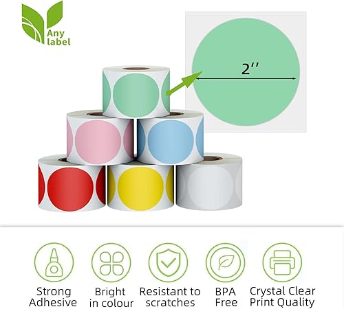 Miniatura 2 de Etiquetas térmicas directas rosas de 2.25 x 1.25 pulgadas, repuesto para etiquetas térmicas de código de barras autoadhesivas, compatibles con