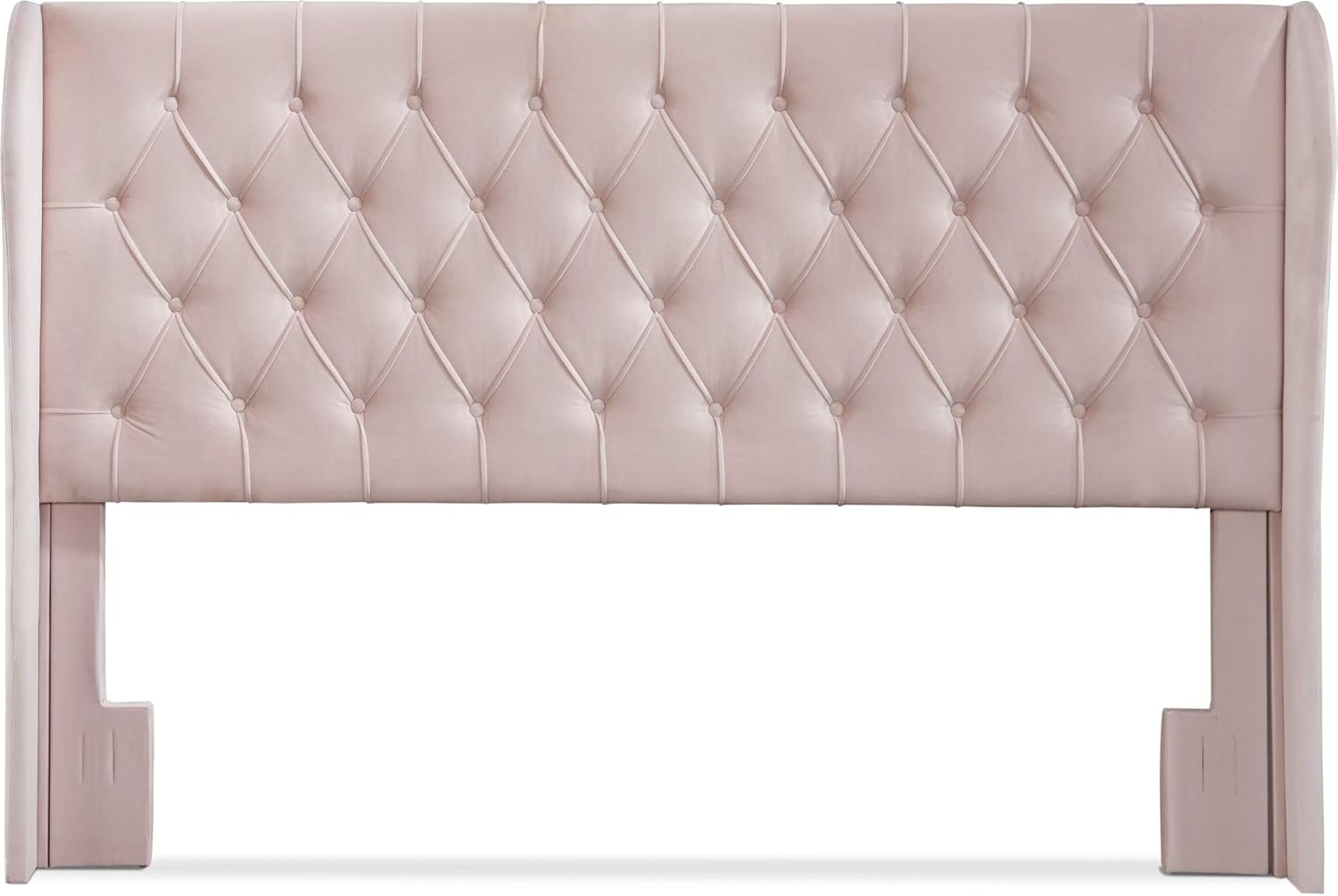 Lillian August Modern Wingback Upholstered Headboard with Diamond-Tufting, Soft Fabric Bedroom Accent Furniture, Eastern King Size, Blush Pink