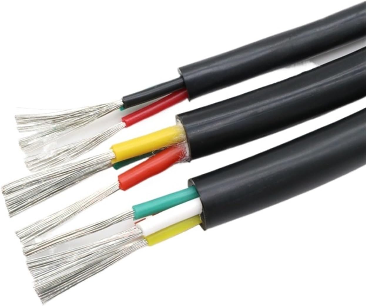 1pc Multi-Core Silicone Wire Sq0.3/0.5/0.75/1/1.5/2/2.5/4/6mm Soft Temperature Tinned Copper Cable(Black,2 CORES X 5M_Square 0.3MM 22AWG)