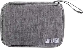 Organizador portátil para cabos e acessórios eletrônicos, tamanho compacto de 12x19cm (Cinza)