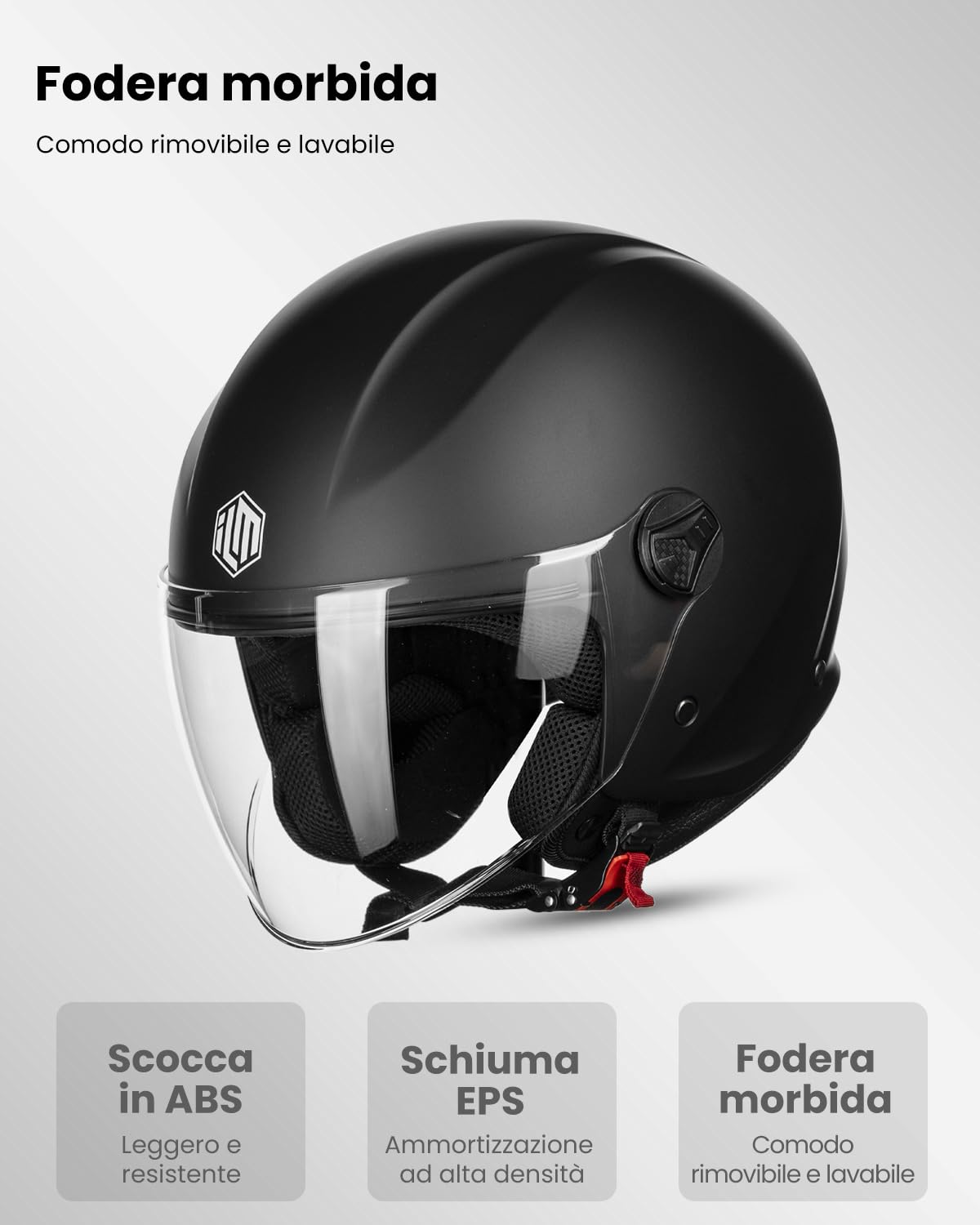 ILM Casco Moto Jet con Visiera Vintage Donna Uomo Scooter Vespa Omologato ECE,Modello 506