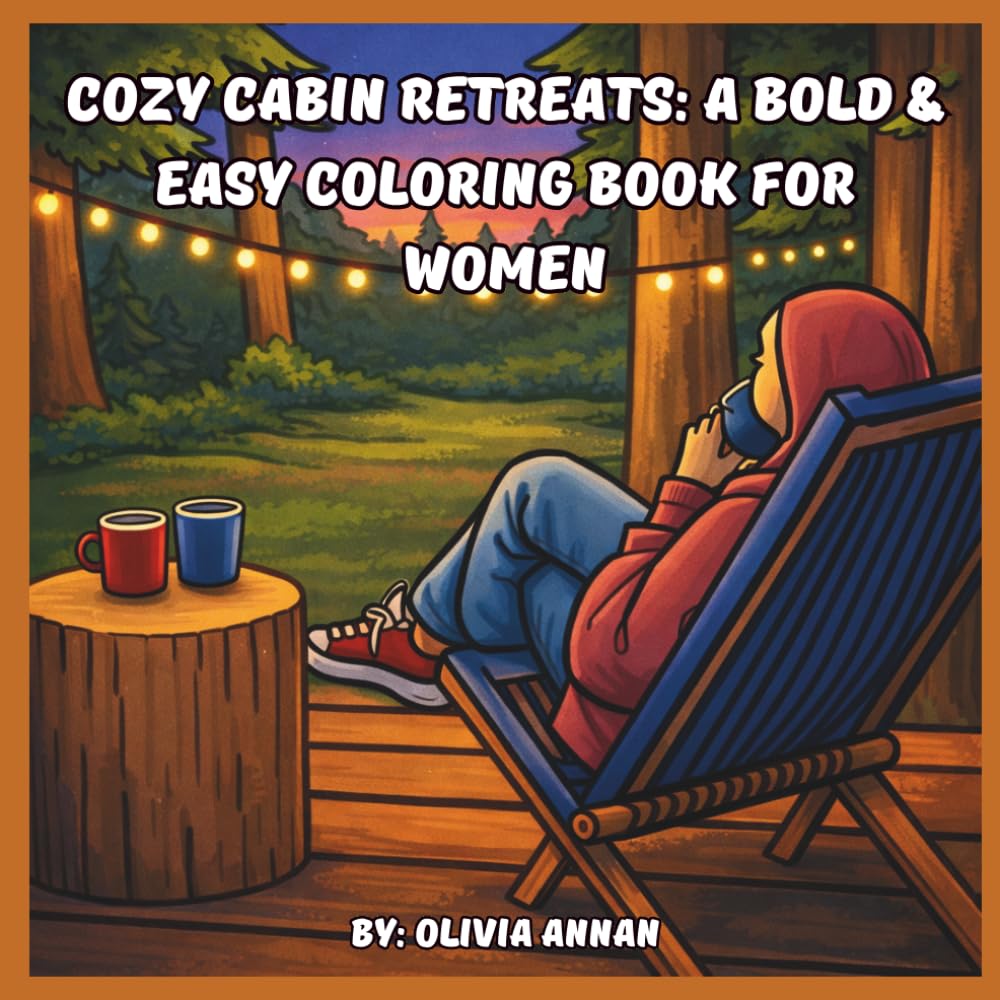 Cozy Cabin Retreats: A Bold & Easy Coloring Book for Women: Relaxing Nature Aesthetics, Minimalist Room Scenes, and Comforting Designs for Stress Relief