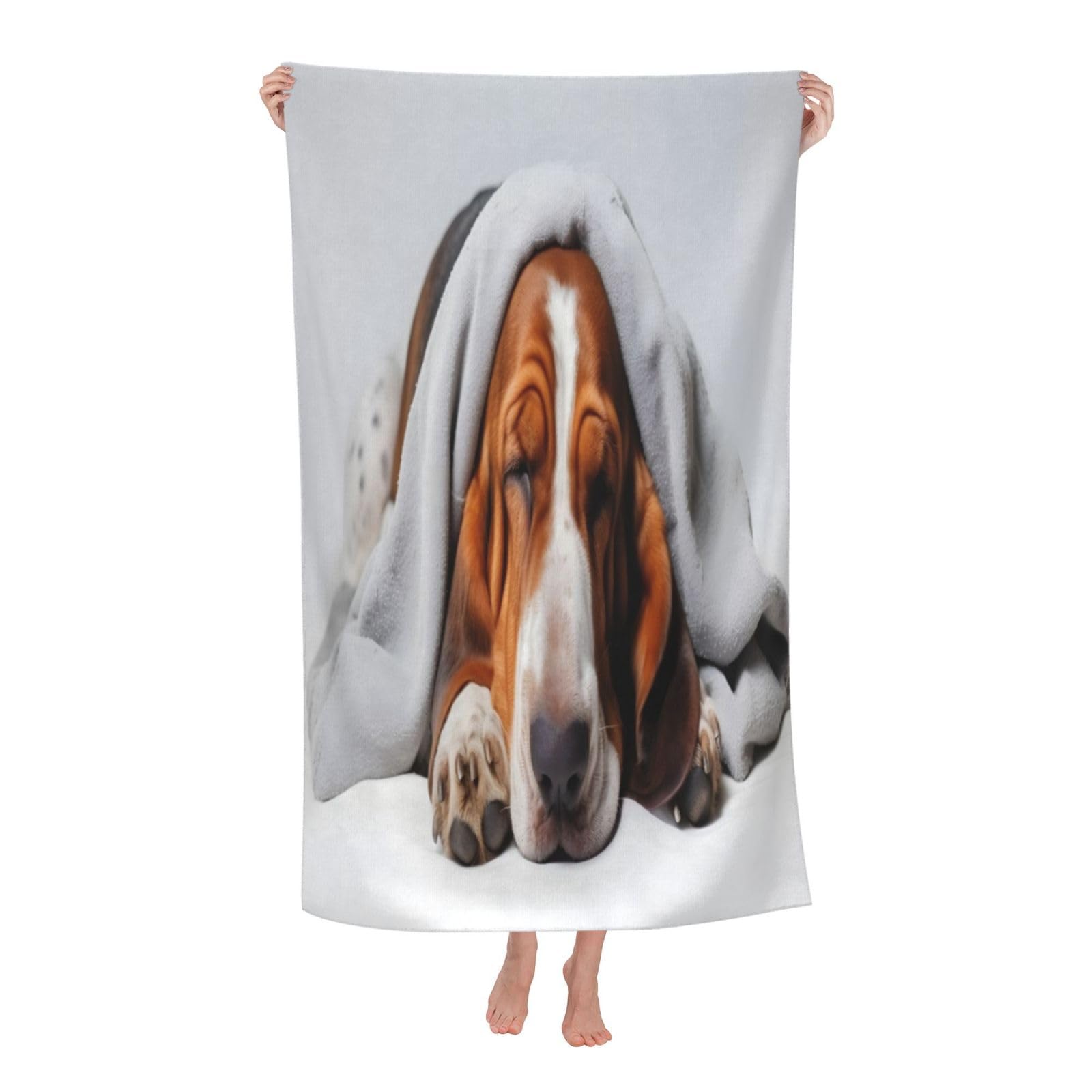 LSRCPD Beach Towels Dog Breed Basset Hound 2 Swimming Sports Gym Pool For Adults Women 80X130Cm