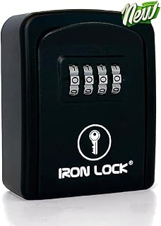 Iron Lock® - Wall Mount Key Lock Box with 4-Digit Combination, Resettable Code, A B Switch, and 5-Key Capacity - Indoor/Outdoor Waterproof Lockbox for House Keys and Spare Keys (Small, Black)