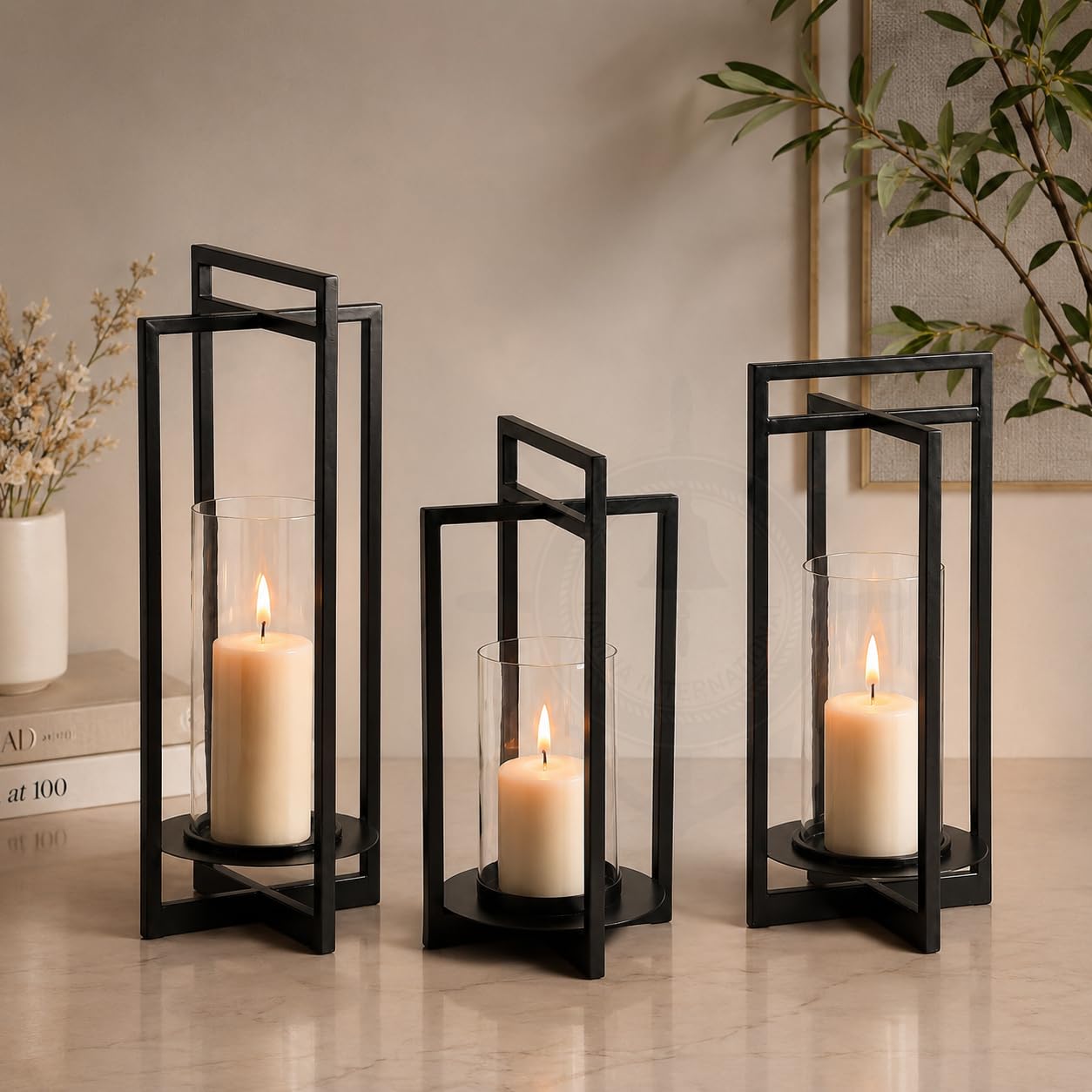 Bougeoir en métal noir fait main, objet déco esthétique unique