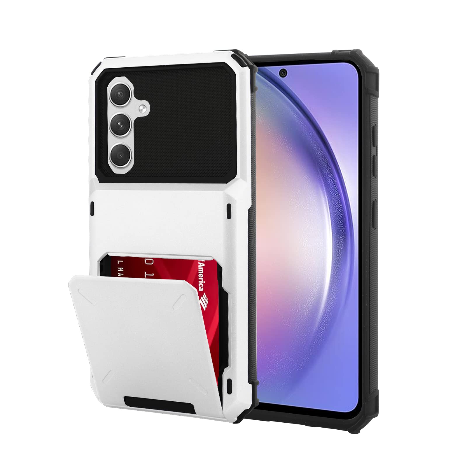 Marphe Wallet Case for Samsung Galaxy A54 5G Case with 4-Card Credit Card Holder Slot Shockproof Cover Hybrid Heavy Duty Protection Armor Phone Case Compatible with Samsung Galaxy A54-White