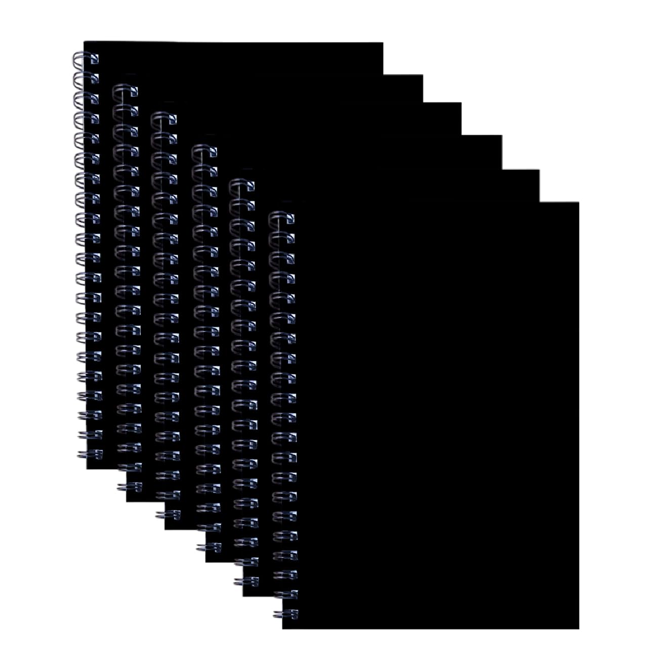 JMS we create smile – A5 Black Spiral Notebooks 6 Pack – Premium Wirebound Lined Notepads with Hard Covers, 140 Pages, Thick 68 GSM Paper for School, Office, Study, Journaling & Note Taking