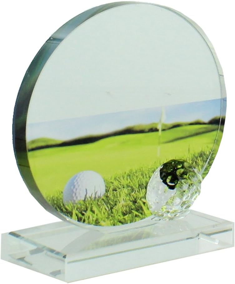 SHOP AWARDS AND GIFTS Glass Golf Ball Trophy, Golfer Sports Tournament Prizes, Engravable Customizable Personalized Award, 5-3/4 Inch