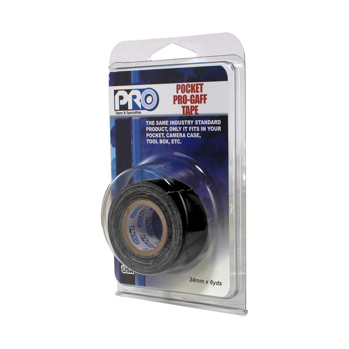 Pro Tapes Pocket Gaff Tape 24 mm x 6 Meter Länge Schwarz matt Taschenformat Gafferband Hergestellt in den USA Hält fest und leicht zu entfernen.