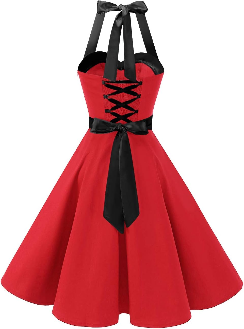 DRESSTELLS Women's Vintage 1950s Cocktail Dress, Retro Tea Party Halter Swing Dresses - Image 5