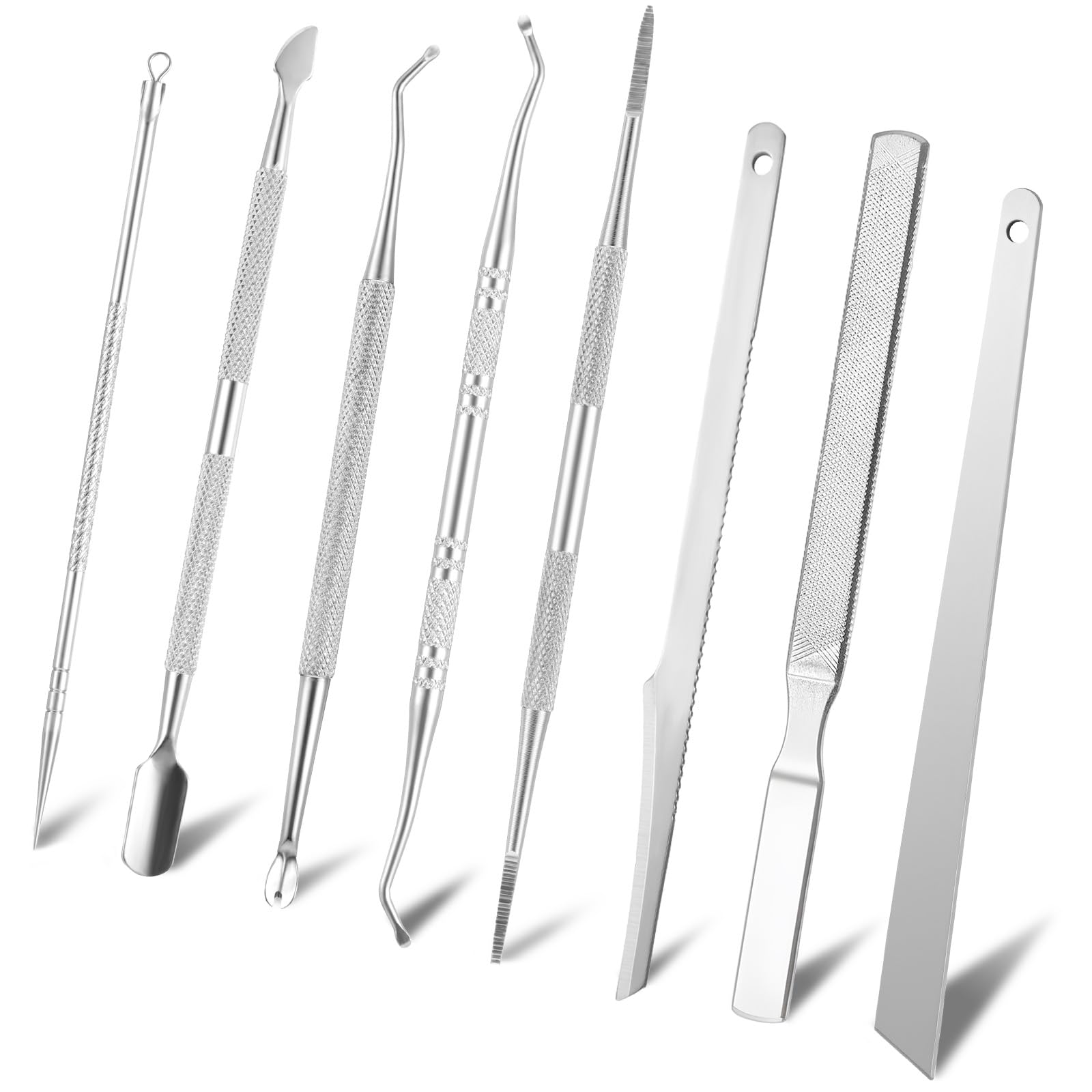 8PCS Ingrown Toenail Removal Kit Professional Stainless Steel Nail Care Tool with Long Files Cuticle Pusher Lifters for