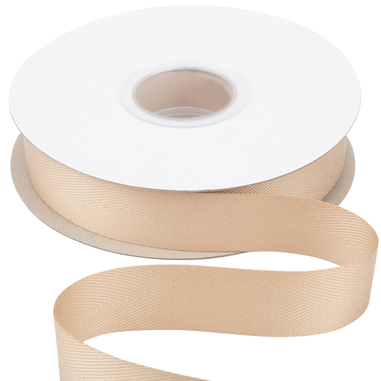 Ribbonitlux Tape Twill Ribbon 25mm x 22.5 Meters, Soft Tan Herringbone Bias Tape for DIY Craft Sewing, Gift Wrapping, and Home Decor