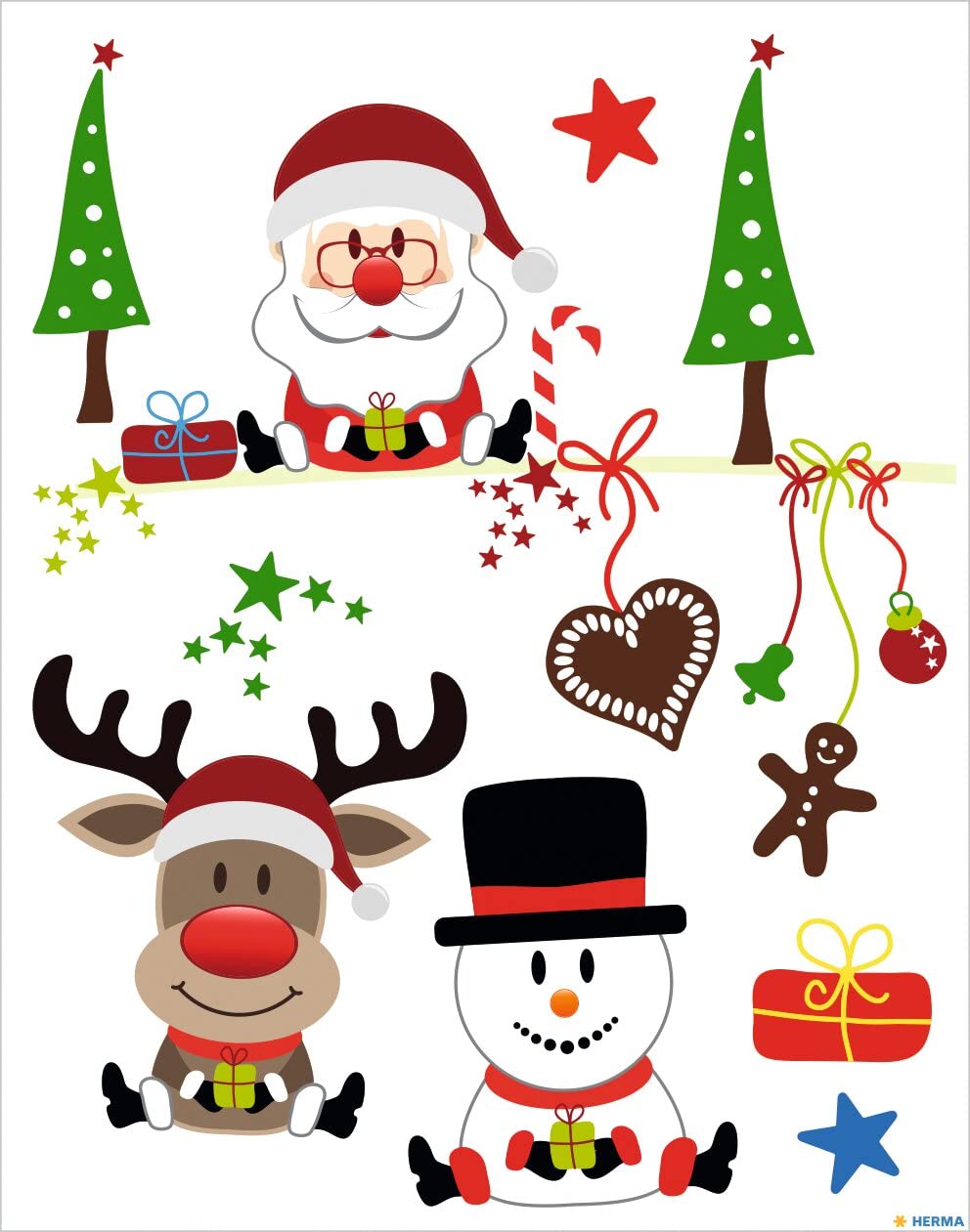HERMA Christmas Window Stickers., Foil, Christmas Friends, 210 x 297 mm