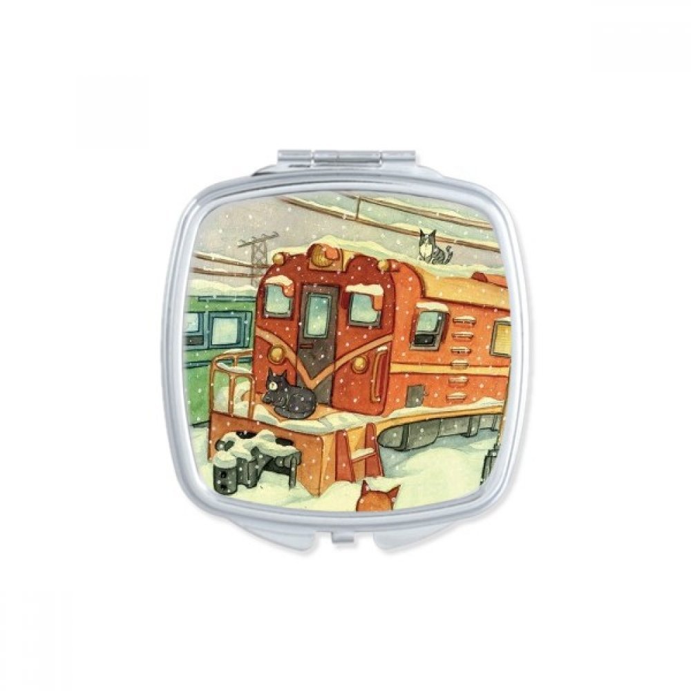 Miroir de maquillage compact chat hiver parfait pour vos retouches en voyage