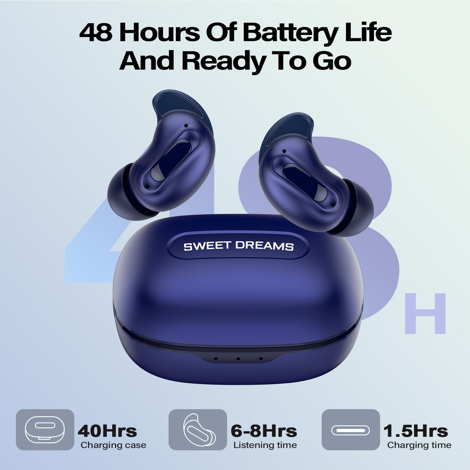 Auriculares del sueño, Mini estéreo de Graves Profundos de los Auriculares de botón inalámbricos de Bluetooth 5.4 de la ANC