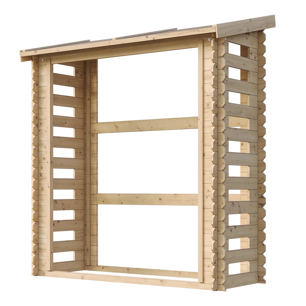 Caseta de leña - Cobertizo de Jardín para Leña- 184 x 86 cm / 0.9 m²- Caseta Leñero TIMBELA M201-1