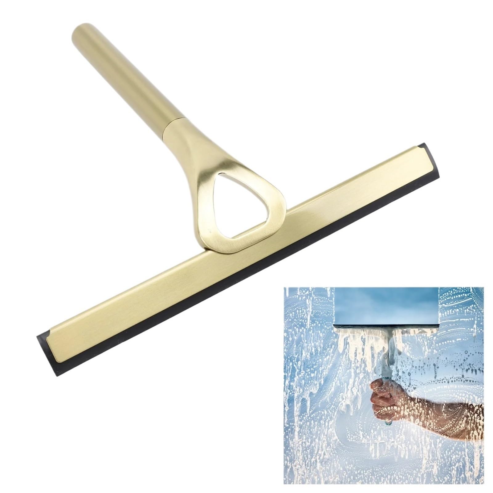 Rasqueta Cristales Shower Squeegee Scrubber Stainless Steel Bathroom Cleaner Wiper For Mirror(Gold)
