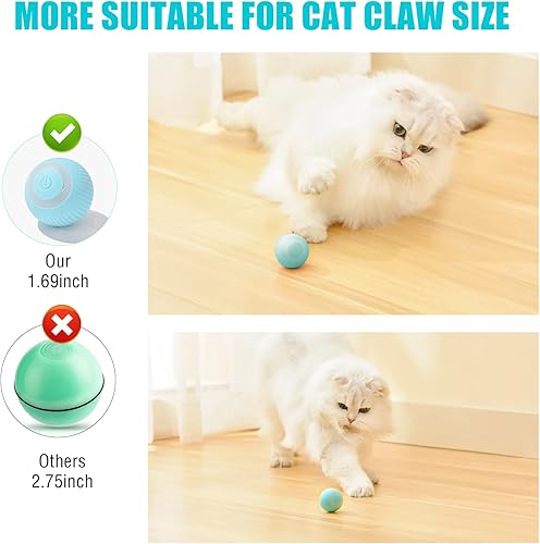 Miniatura 8 de Toirneach Bola de juguete interactiva para gatos, inteligente 360 giratoria automática juguete de bola de gato carga USB con luz LED para gato